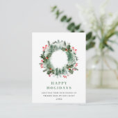Carte Postale Paysage Wreath Holly Berry Pine Forest Noël (Debout devant)