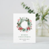 Carte Postale Paysage Wreath Holly Berry Pine Forest Noël (Debout devant)