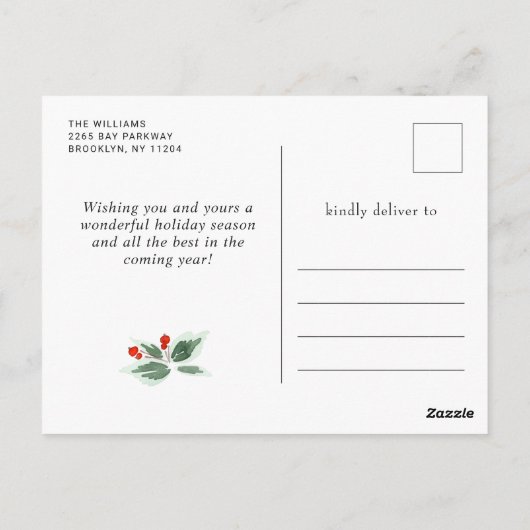 Carte Postale Paysage Wreath Holly Berry Pine Forest Noël (Dos)