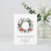 Carte Postale Paysage Wreath Holly Berry Pine Forest Noël (Debout devant)