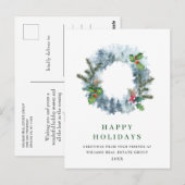 Carte Postale Paysage Wreath Pins de Noël Salutation vacances (Devant / Derrière)