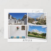 Carte Postale Paysages des Pouilles collage avec image lâche (Devant / Derrière)