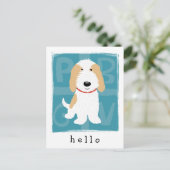 Carte Postale PBGV Tan & Blanc (Debout devant)