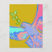 Carte Postale Peace colombe Pop art en jaune ocre (Devant)