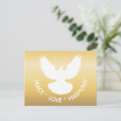 Carte Postale Peace Dove en vol blanc sur or Simply Elegant (Debout devant)