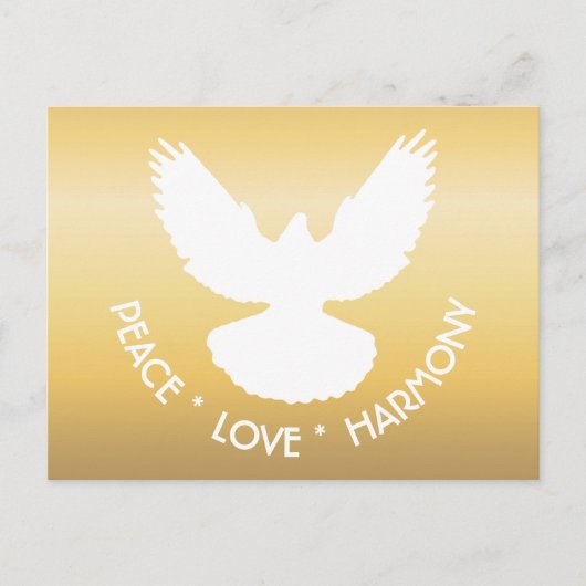 Carte Postale Peace Dove en vol blanc sur or Simply Elegant (Devant)