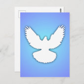 Carte Postale Peace Dove White w Shadow Blue Sky Simply Elegant (Devant / Derrière)