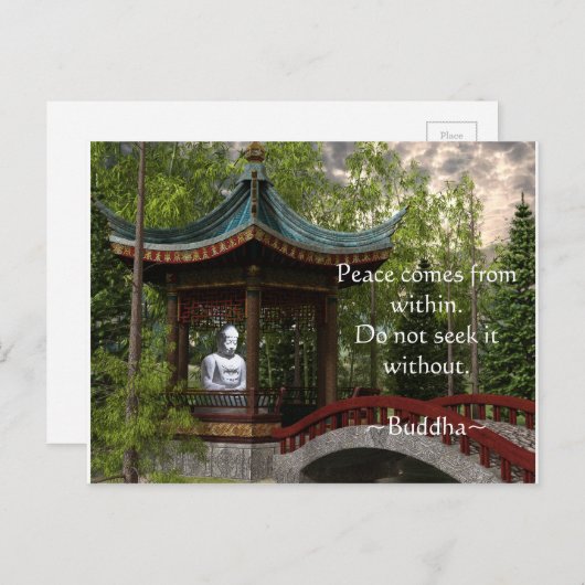 Carte Postale Peace From Within, quota Bouddha (Devant / Derrière)