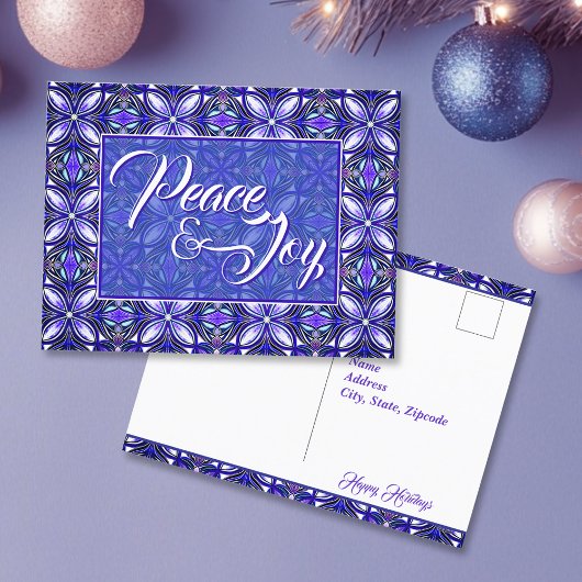 Carte Postale Peace & Joy Purple Christmas