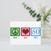 Carte Postale Peace Love 50th Birthday Cute Party (Debout devant)