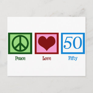 Carte Postale Peace Love 50th Birthday Cute Party