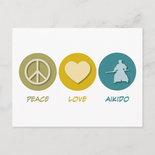 Carte Postale Peace Love Aikido (Devant)