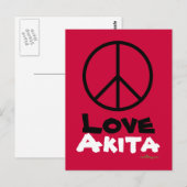 Carte postale Peace Love Akita (Devant / Derrière)