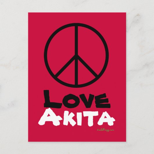 Carte postale Peace Love Akita (Devant)