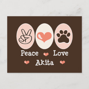 Carte postale Peace Love Akita