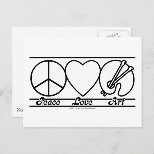 Carte Postale Peace Love and Art (Devant / Derrière)