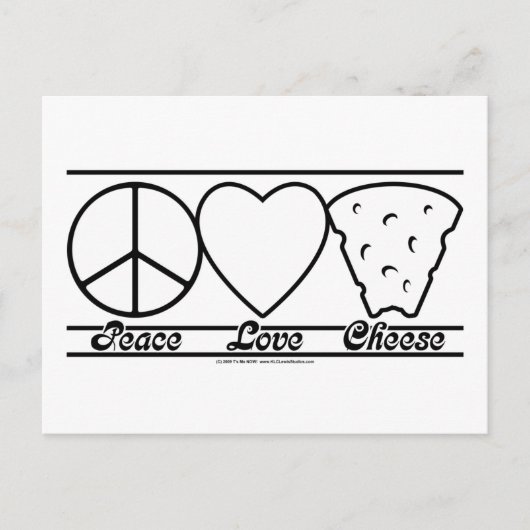 Carte Postale Peace Love and Cheese (Devant)