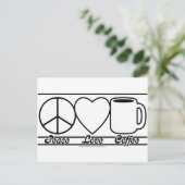 Carte Postale Peace Love and Coffee (Debout devant)