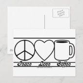 Carte Postale Peace Love and Coffee (Devant / Derrière)