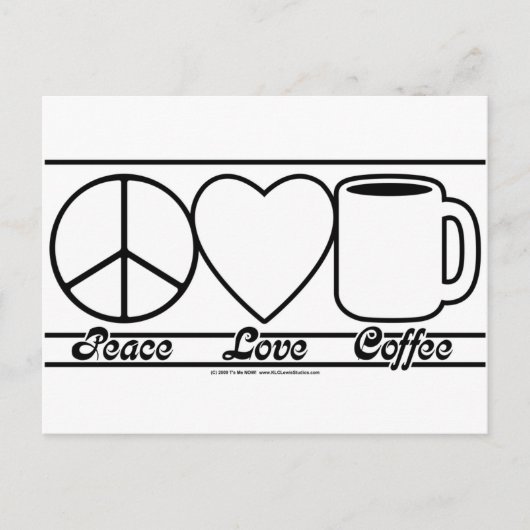 Carte Postale Peace Love and Coffee (Devant)