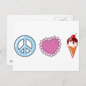 Carte Postale Peace Love and Ice Cream (Devant / Derrière)