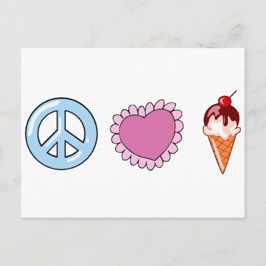 Carte Postale Peace Love and Ice Cream (Devant)