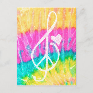 Carte Postale Peace Love and Music Note Tie Dye Heart