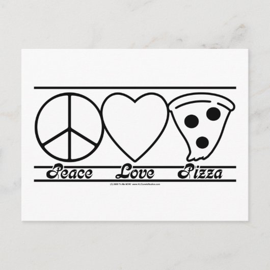 Carte Postale Peace Love and Pizza (Devant)