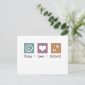 Carte Postale Peace Love Animals (Deux Pâtes) (Debout devant)