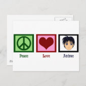Carte Postale Peace Love Anime (Devant / Derrière)
