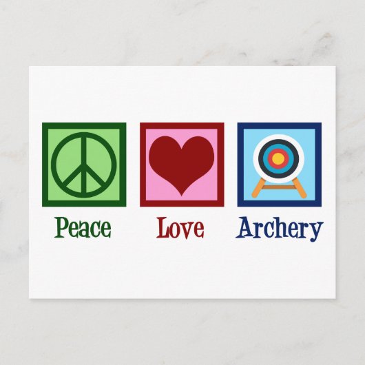 Carte Postale Peace Love Archery Noël mignon (Devant)