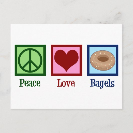Carte Postale Peace Love Bagels (Devant)