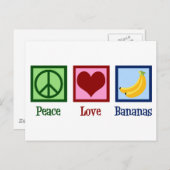 Carte Postale Peace Love Bananas (Devant / Derrière)
