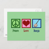 Carte Postale Peace Love Banjo (Devant / Derrière)