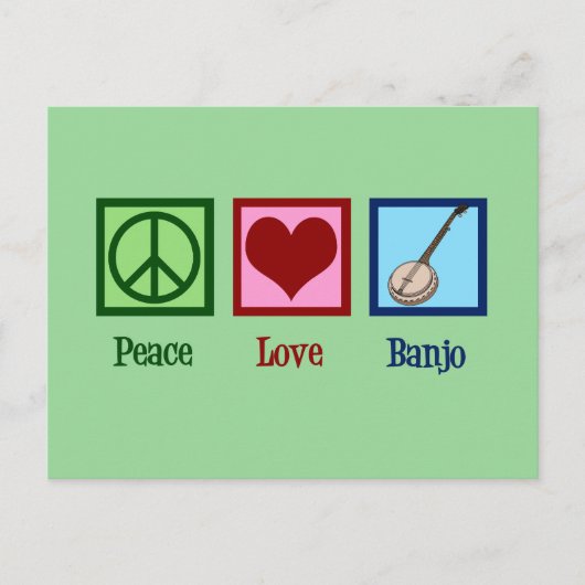 Carte Postale Peace Love Banjo (Devant)