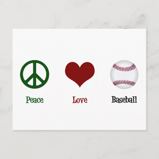 Carte Postale Peace Love Baseball (Devant)