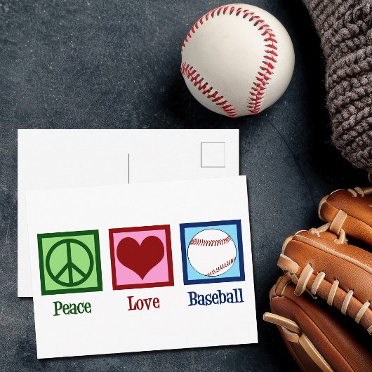 Carte Postale Peace Love Baseball