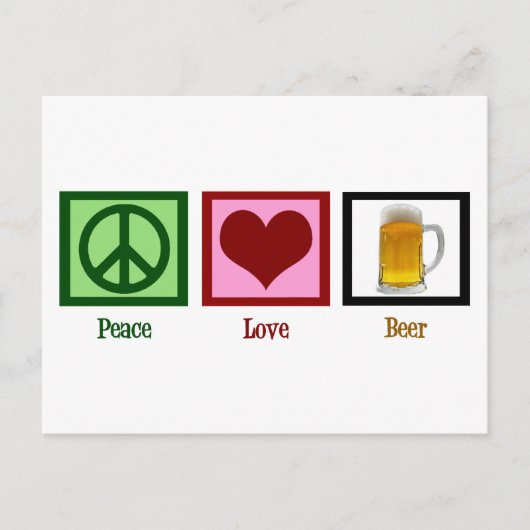 Carte Postale Peace Love Beer (Devant)