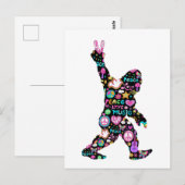 Carte Postale Peace Love Bigfoot Hippie Funny Bigfoot Lover (Devant / Derrière)