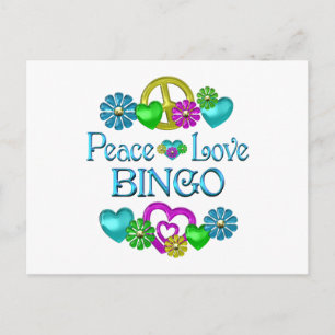 Carte Postale Peace Love Bingo