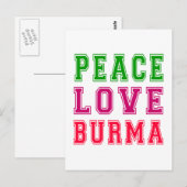 Carte Postale Peace Love Burma. (Devant / Derrière)