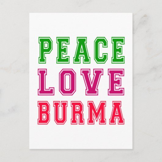 Carte Postale Peace Love Burma. (Devant)