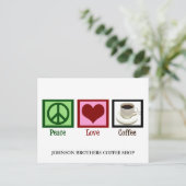 Carte Postale Peace Love Café Shop Custom Cafe Diner (Debout devant)