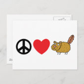 Carte Postale Peace Love Castor canadien (Devant / Derrière)
