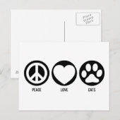 Carte postale Peace Love Cats (Devant / Derrière)