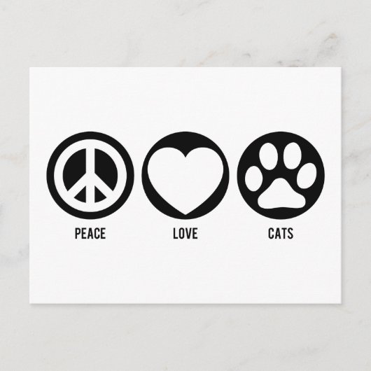 Carte postale Peace Love Cats (Devant)