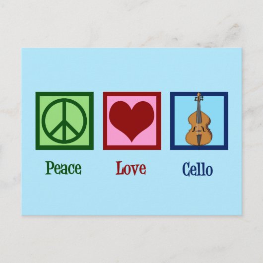 Carte Postale Peace Love Cello (Devant)