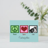 Carte Postale Peace Love Chats Cute Custom Turquoise (Debout devant)