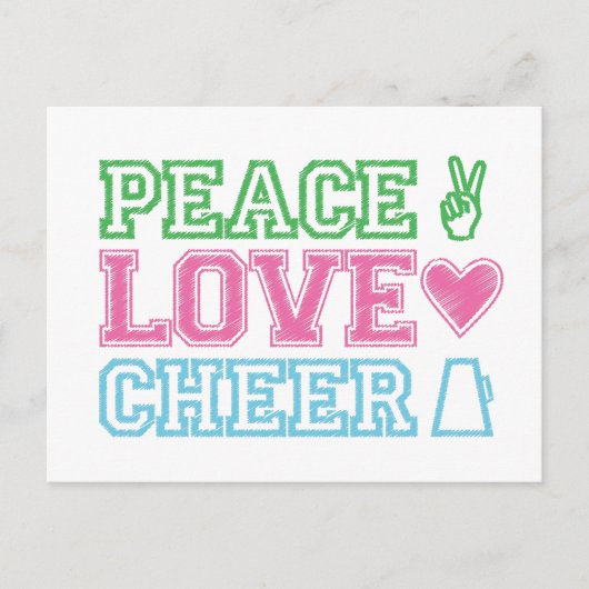 Carte Postale peace.love.cheer (Devant)