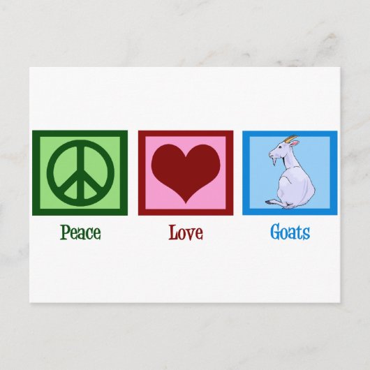 Carte Postale Peace Love Chèvres (Devant)